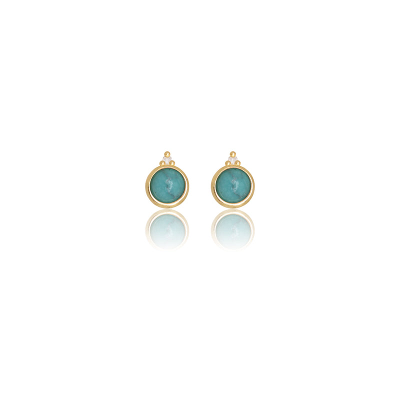 Diamonds by Georgini Natural Turquoise and Two Natural Diamond December Earrings Gold