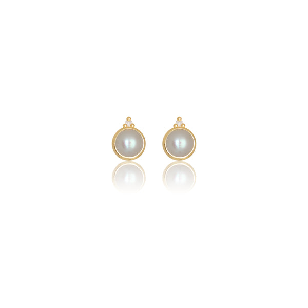 Diamonds by Georgini Freshwater Pearl and Two Natural Diamond June Earrings Gold
