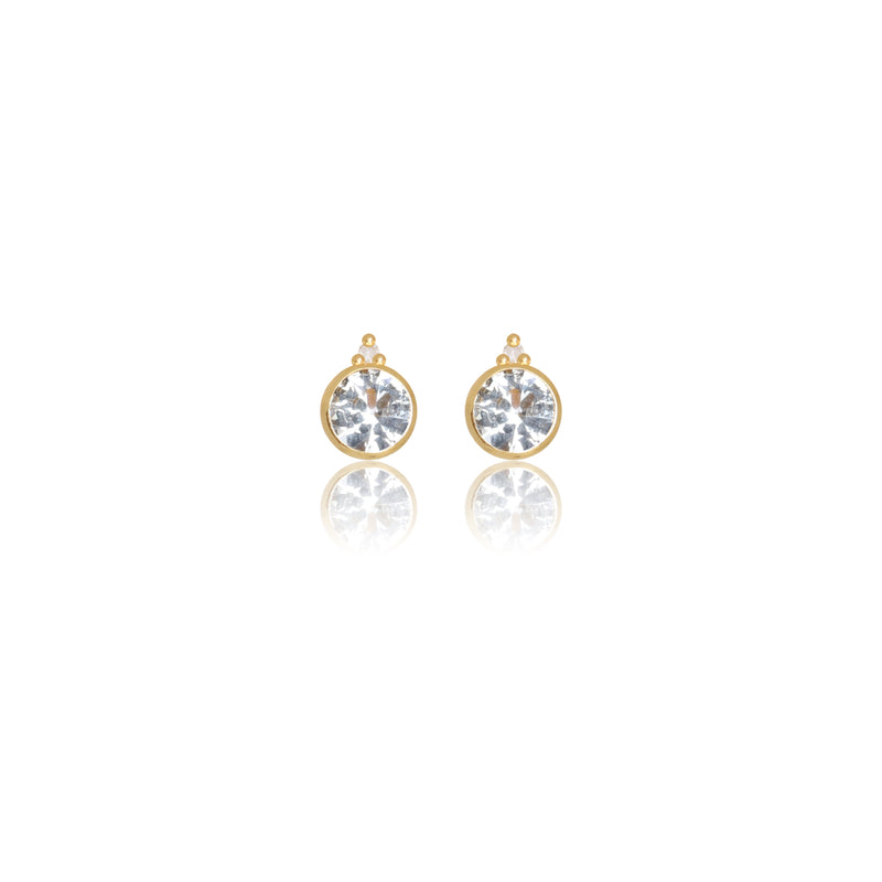 Diamonds by Georgini Natural Aquamarine and Two Natural Diamond March Earrings Gold