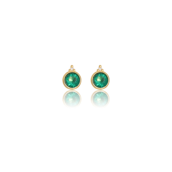 Diamonds by Georgini Natural Green Agate and Two Natural Diamond May Earrings Gold