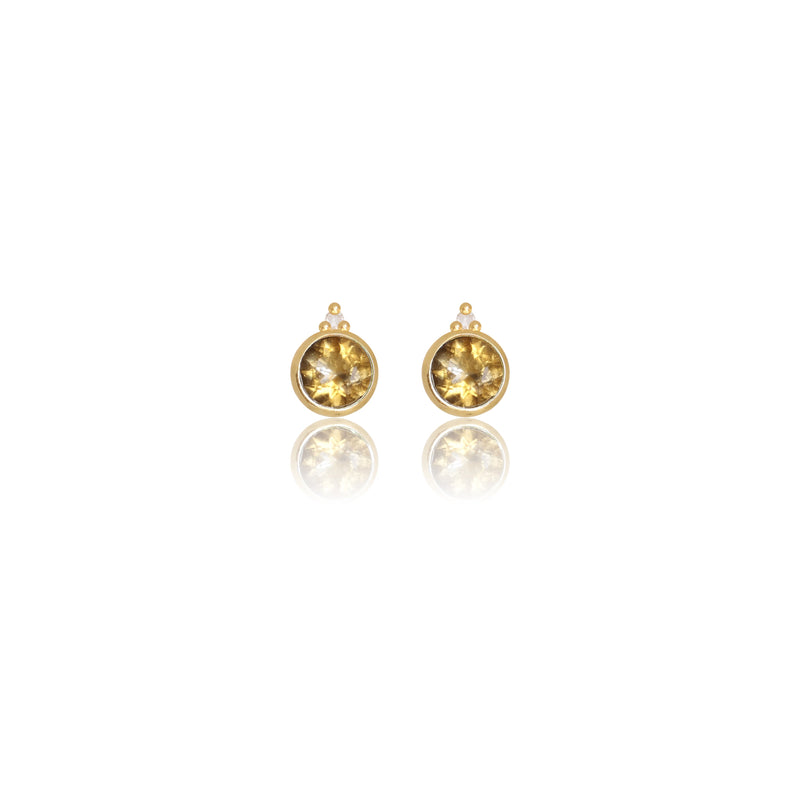 Diamonds by Georgini Natural Citrine and Two Natural Diamond November Earrings Gold
