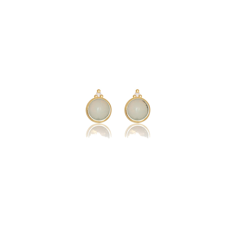 Diamonds by Georgini Natural Opal and Two Natural Diamond October Earrings Gold