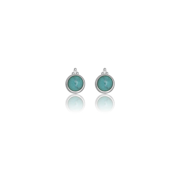 Diamonds by Georgini Natural Turquoise and Two Natural Diamond December Earrings Silver