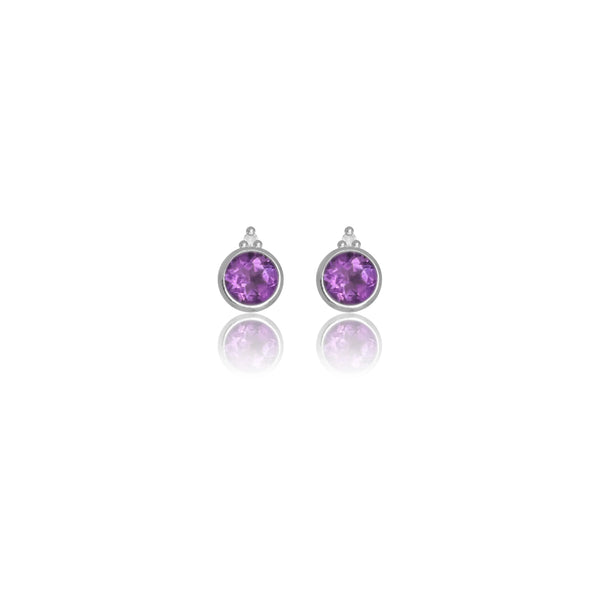 Diamonds by Georgini Natural Amethyst and Two Natural Diamond February Earrings Silver