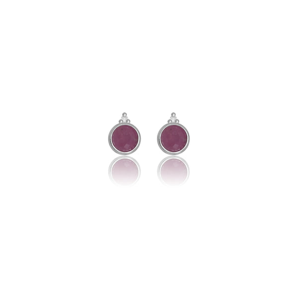 Diamonds by Georgini Natural Ruby and Two Natural Diamond July Earrings Silver