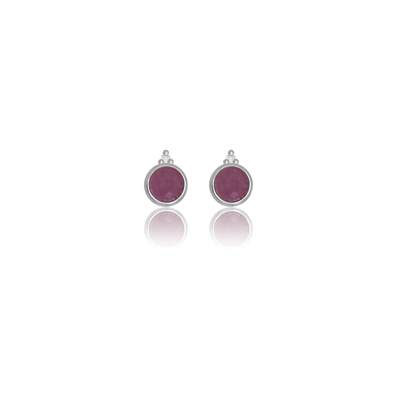Diamonds by Georgini Natural Ruby and Two Natural Diamond July Earrings Silver