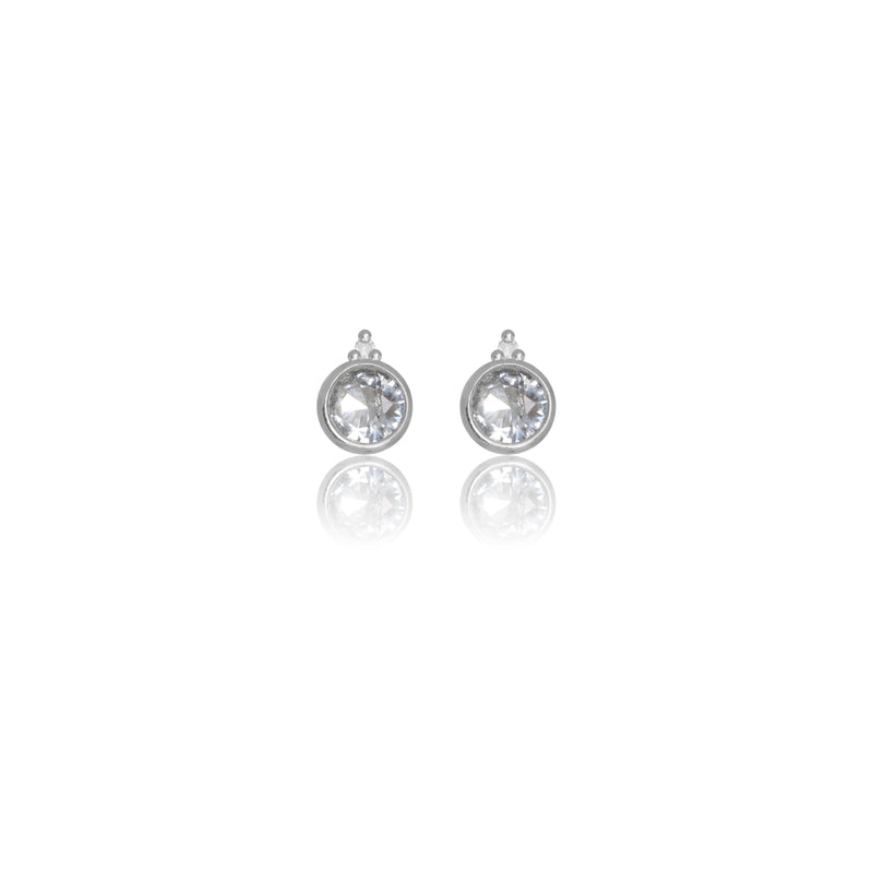 Diamonds by Georgini Natural Aquamarine and Two Natural Diamond March Earrings Silver