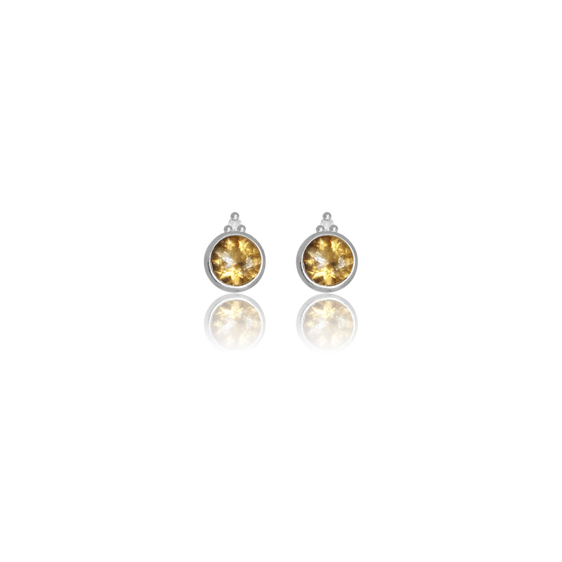 Diamonds by Georgini Natural Citrine and Two Natural Diamond November Earrings Silver