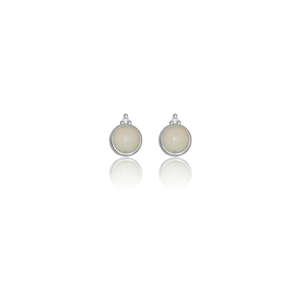 Diamonds by Georgini Natural Opal and Two Natural Diamond October Earrings Silver