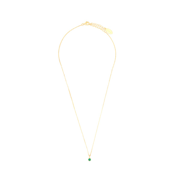 Diamonds by Georgini Natural Green Agate and Diamond May Pendant Gold