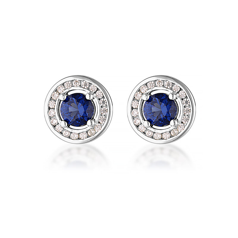 Georgini Milestone Sapphire Halo Earrings in Silver
