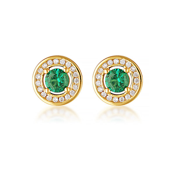 Georgini Milestone Emerald Halo Earrings in Gold