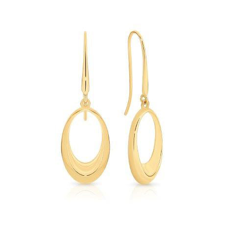 9ct Yellow Gold Polished Tapered Circle Shepherd Hook Earrings