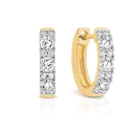 9ct Yellow Gold 0.50ct Claw Set Huggie Earrings