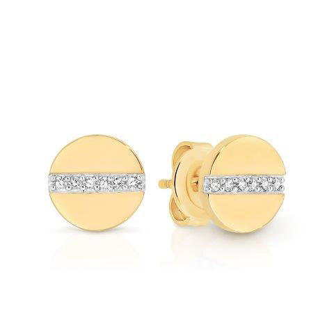 9ct Yellow Gold 7mm Disc Stud Earrings